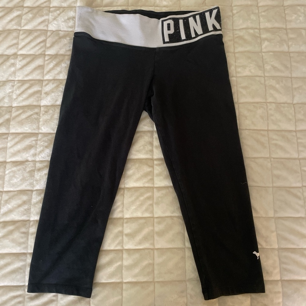 Vintage PINK Victorias Secret Cotton Fold-Over CAPRI Leggings